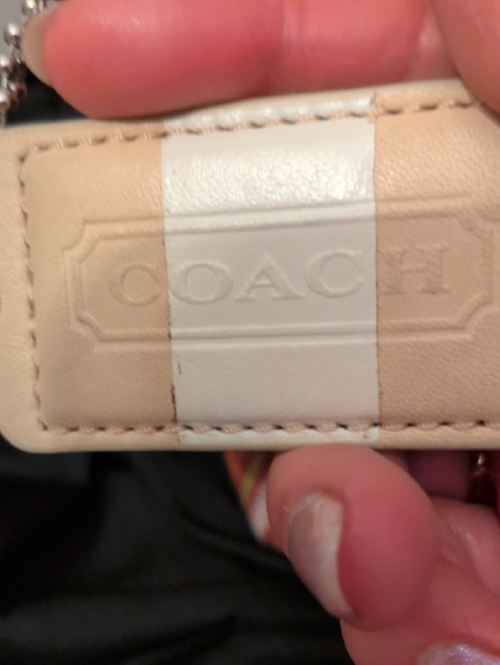 Coach Orange and Pink Stripe Canvas Shoulder Bag with Cream Trim - Picture 2 of 16